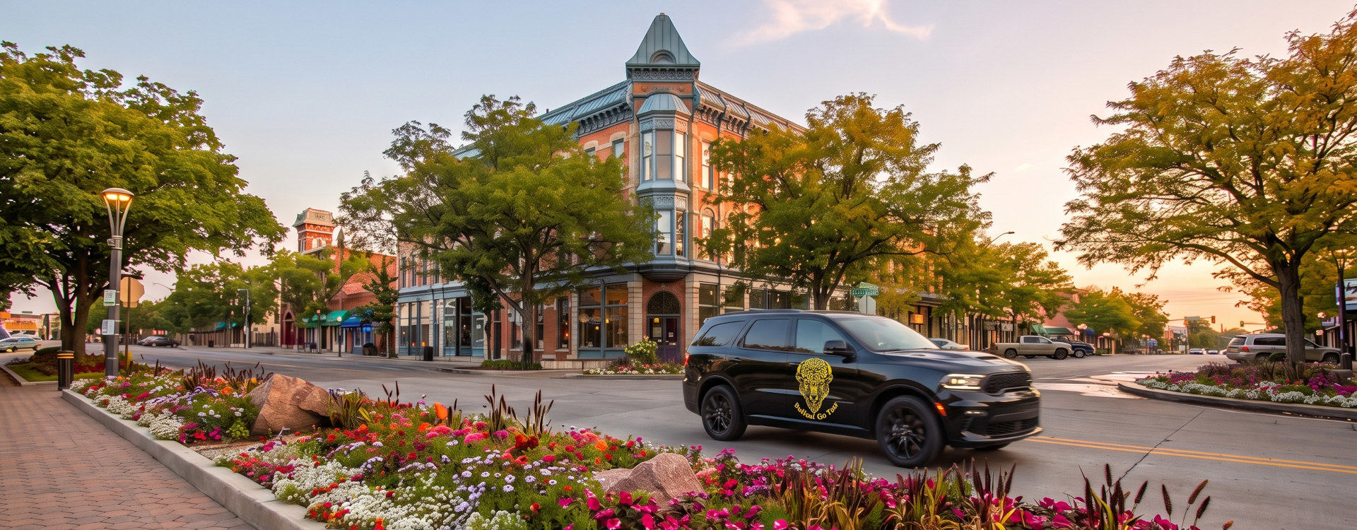 Buffalo Go Taxi cab Old Town Fort Collins, ready for pickup